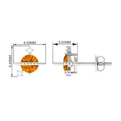 1/2 CT Contemporary Citrine and Diamond Celestial Stud Earrings