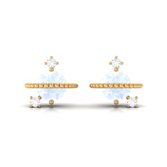 Moonstone Contemporary Celestial Stud Earrings with Diamond