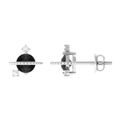 Real Black Onyx and Diamond Contemporary Stud Earrings
