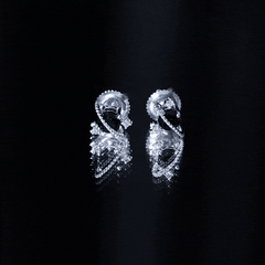 Black Spinel Celestial Stud Earrings with Diamond Stones