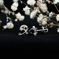 Black Spinel Celestial Stud Earrings with Diamond Stones