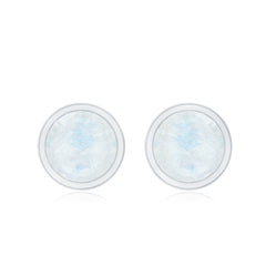 Real Moonstone Solitaire Stud Earrings in Bezel Setting
