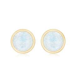 Real Moonstone Solitaire Stud Earrings in Bezel Setting