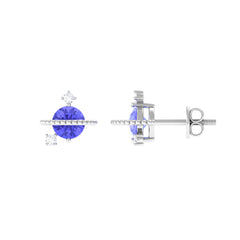 Real Tanzanite and Diamond Celestial Stud Earrings