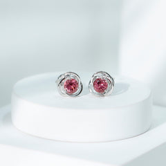 1 Carat Solitaire Pink Tourmaline Swirl Stud Earrings