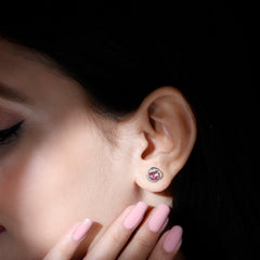 1 Carat Solitaire Pink Tourmaline Swirl Stud Earrings
