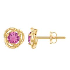 1 Carat Solitaire Pink Tourmaline Swirl Stud Earrings
