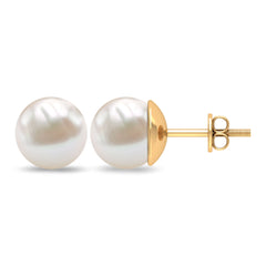 8MM Solitaire Pearl Stud Earrings with Screw Backs