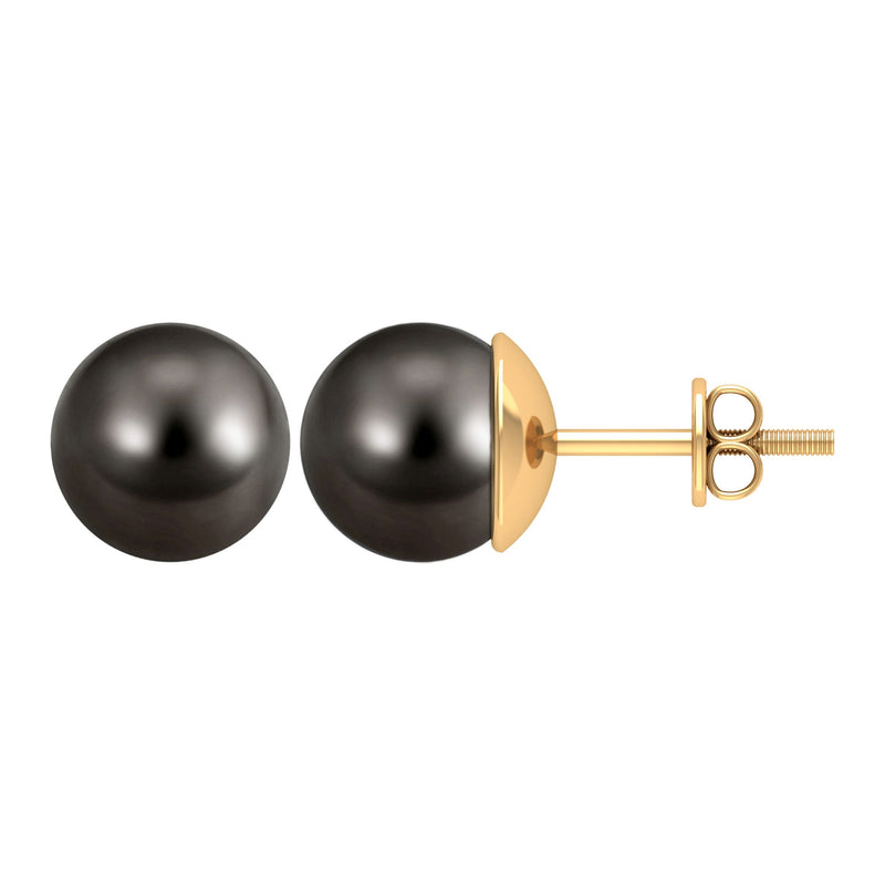 16.25 CT Elegant Tahitian Pearl Solitaire Stud Earrings in Bead Set
