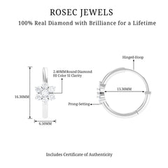 Real Diamond Flower Hoop Earrings for Women
