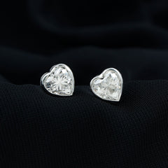 3 Carat Moissanite Heart Stud Earrings in Bezel Setting