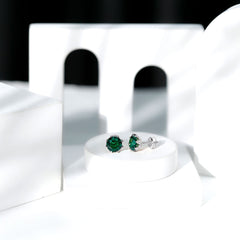 4 Carat Certified Lab Created Emerald Floral Stud Earrings