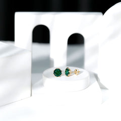 4 Carat Certified Lab Created Emerald Floral Stud Earrings
