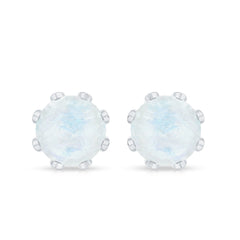 Natural 1.7 Carat Moonstone Stud Earrings with Diamond