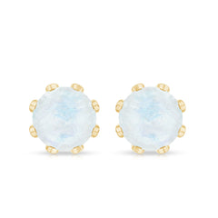 Natural 1.7 Carat Moonstone Stud Earrings with Diamond