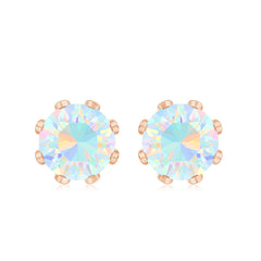 Certified Genuine Ethiopian Opal Flower Earrings with Diamond
