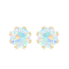 Certified Genuine Ethiopian Opal Flower Earrings with Diamond