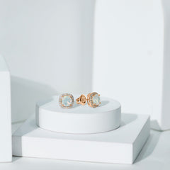 Real 1.6 Carat Ethiopian Opal and Diamond Halo Stud Earrings
