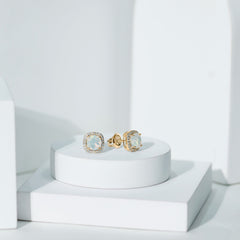 Real 1.6 Carat Ethiopian Opal and Diamond Halo Stud Earrings
