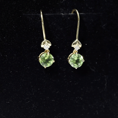 1 Carat Round Peridot and Moissanite Drop Earrings with Fish Hook