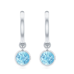 Natural Aquamarine Hoop Drop Earrings with Certificate
