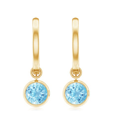 Natural Aquamarine Hoop Drop Earrings with Certificate