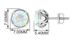 Ethiopian Opal Solitaire Stud Earrings with Screw Back