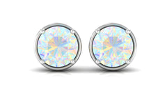 Ethiopian Opal Solitaire Stud Earrings with Screw Back