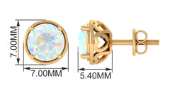 Ethiopian Opal Solitaire Stud Earrings with Screw Back