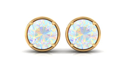 Ethiopian Opal Solitaire Stud Earrings with Screw Back