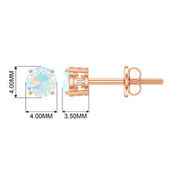 0.50 CT Ethiopian Opal Solitaire Stud Earrings in 4 Prong Setting