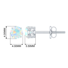 0.50 CT Ethiopian Opal Solitaire Stud Earrings in 4 Prong Setting