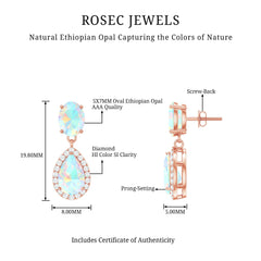 Classic Ethiopian Opal Dangle Earrings with Diamond Stones