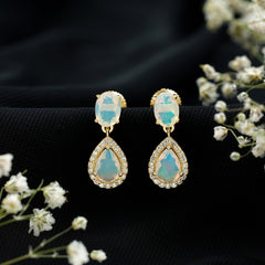 Classic Ethiopian Opal Dangle Earrings with Diamond Stones