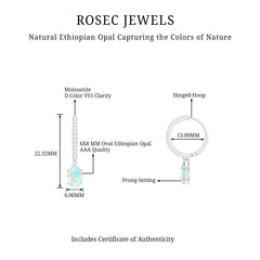 Oval Ethiopian Opal Drop Earrings with Moissanite Hoop