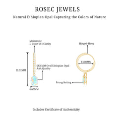 Oval Ethiopian Opal Drop Earrings with Moissanite Hoop