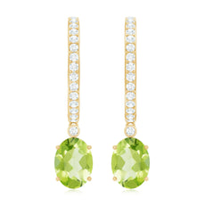Natural 2 Carat Peridot Drop Hoop Earrings with Diamond