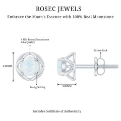 0.7 Carat Moonstone Flower Stud Earrings