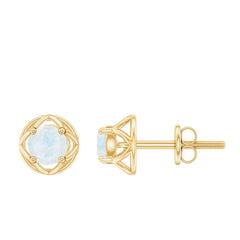 0.7 Carat Moonstone Flower Stud Earrings