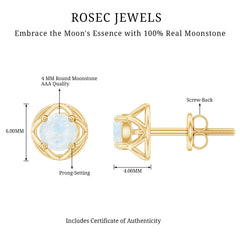 0.7 Carat Moonstone Flower Stud Earrings
