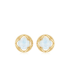 0.7 Carat Moonstone Flower Stud Earrings
