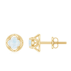 0.7 Carat Moonstone Flower Stud Earrings