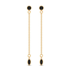 Minimal Bezel Set Created Black Diamond Chain Dangle Earrings