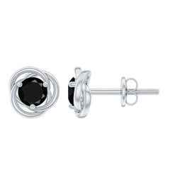 1 Carat Black Spinel Swirl Stud Earrings with Screw Backs