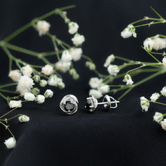 1 Carat Black Spinel Swirl Stud Earrings with Screw Backs
