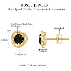 1 Carat Black Spinel Swirl Stud Earrings with Screw Backs