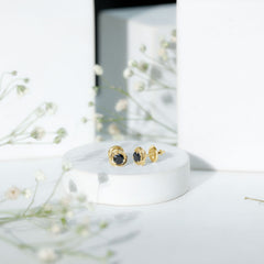 1 Carat Black Spinel Swirl Stud Earrings with Screw Backs