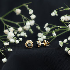 1 Carat Black Spinel Swirl Stud Earrings with Screw Backs