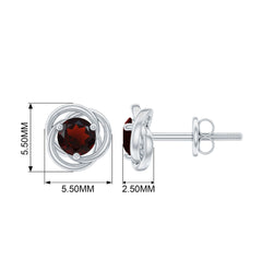 Solitaire Garnet Swirl Stud Earrings in 3 Prong Setting
