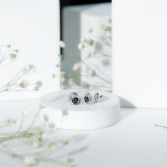 Solitaire Lab Created Black Diamond Swirl Stud Earrings